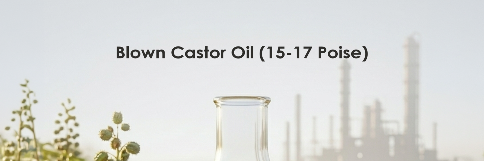 Blown Castor Oil (15-17 Poise) is a modified grade of Castor oil. The “15-17 Poise” specification refers to its viscosity range, indicating a medium-viscosity blown oil suitable for industrial applications requiring improved body, tackiness, and elasticity compared to regular castor oil.
